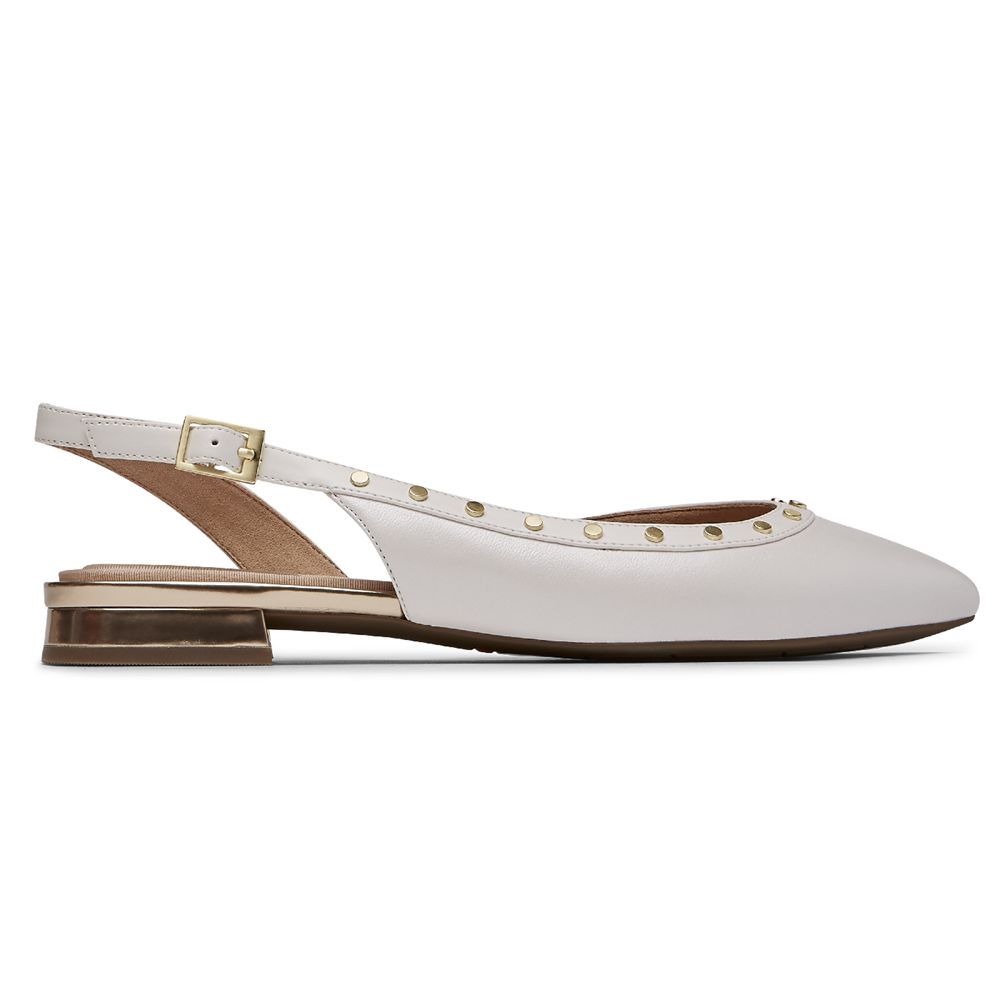 Ballet Mulher Rockport Total Motion Zuly Studded Slingback Branco,Portugal EWUIB-6538